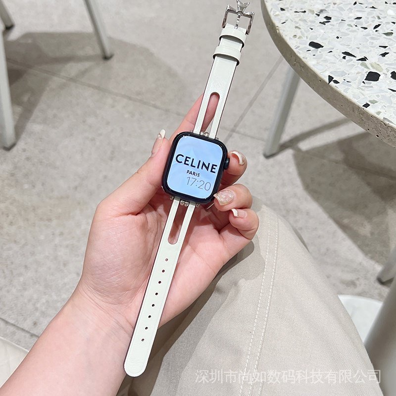 Dây Đeo Bằng Da Thật Có Lỗ Thoáng Khí Cho Đồng Hồ Thông Minh apple watch7/6/SE/5 40 41mm