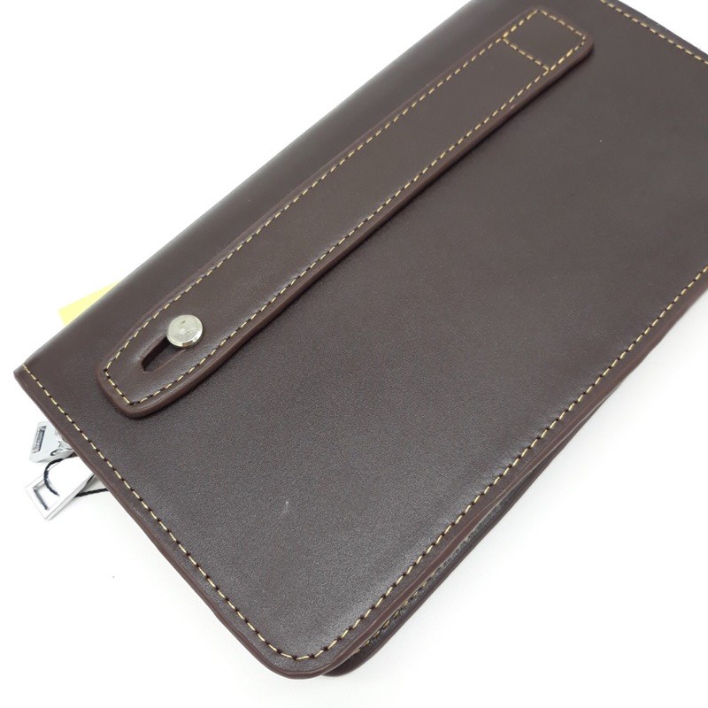 Ví da cầm tay da bò thật nam 2 dây khóa ngoài, sang trọng và đẳng cấp