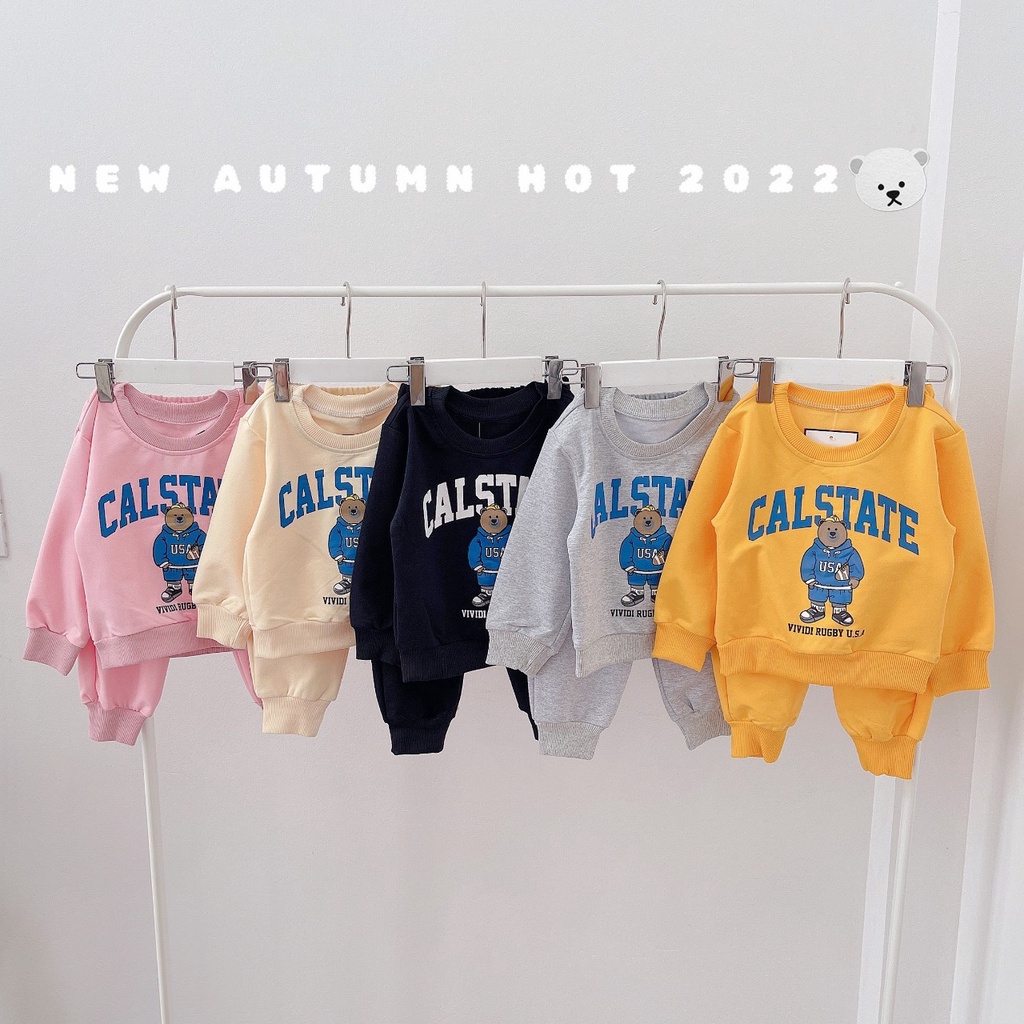 Bộ thu đông da cá in hoạ tiết hoạt hình cho bé, bộ thun tay dài xinh xắn đáng yêu