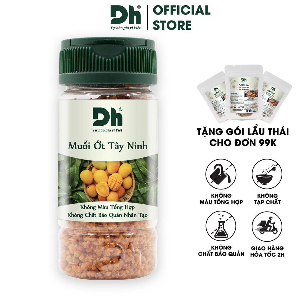 Muối ớt Tây Ninh Dh Foods muối chấm hoa quả, nguyên liệu bánh tráng vị độc đáo 60gr/80gr/110gr