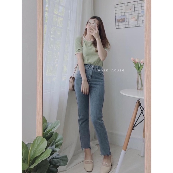 QUẦN JEAN XẮN GẤU RÁCH KHOÁ HÔNG 3880