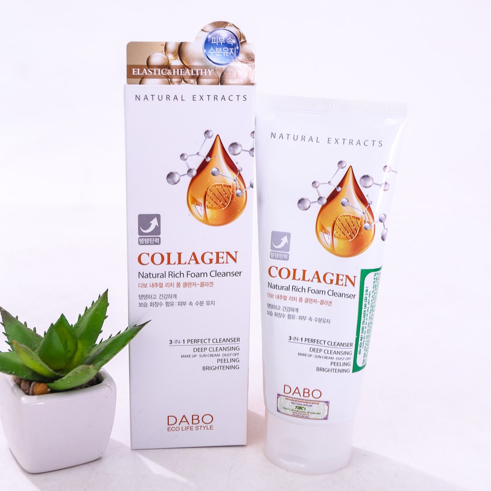 [ Hàng Chính Hãng] Bộ 2 Tuýp Sữa Rửa Mặt Collagen Dabo Ngừa Nám, Xóa Thâm Xạm Cao Cấp Hàn Quốc  Mẫu mới ( 180ml/ Tuýp)