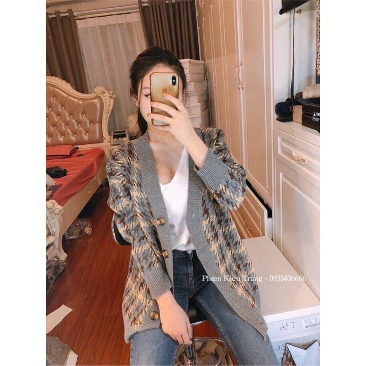 Áo len cardigan zic zac Hàn Quốc