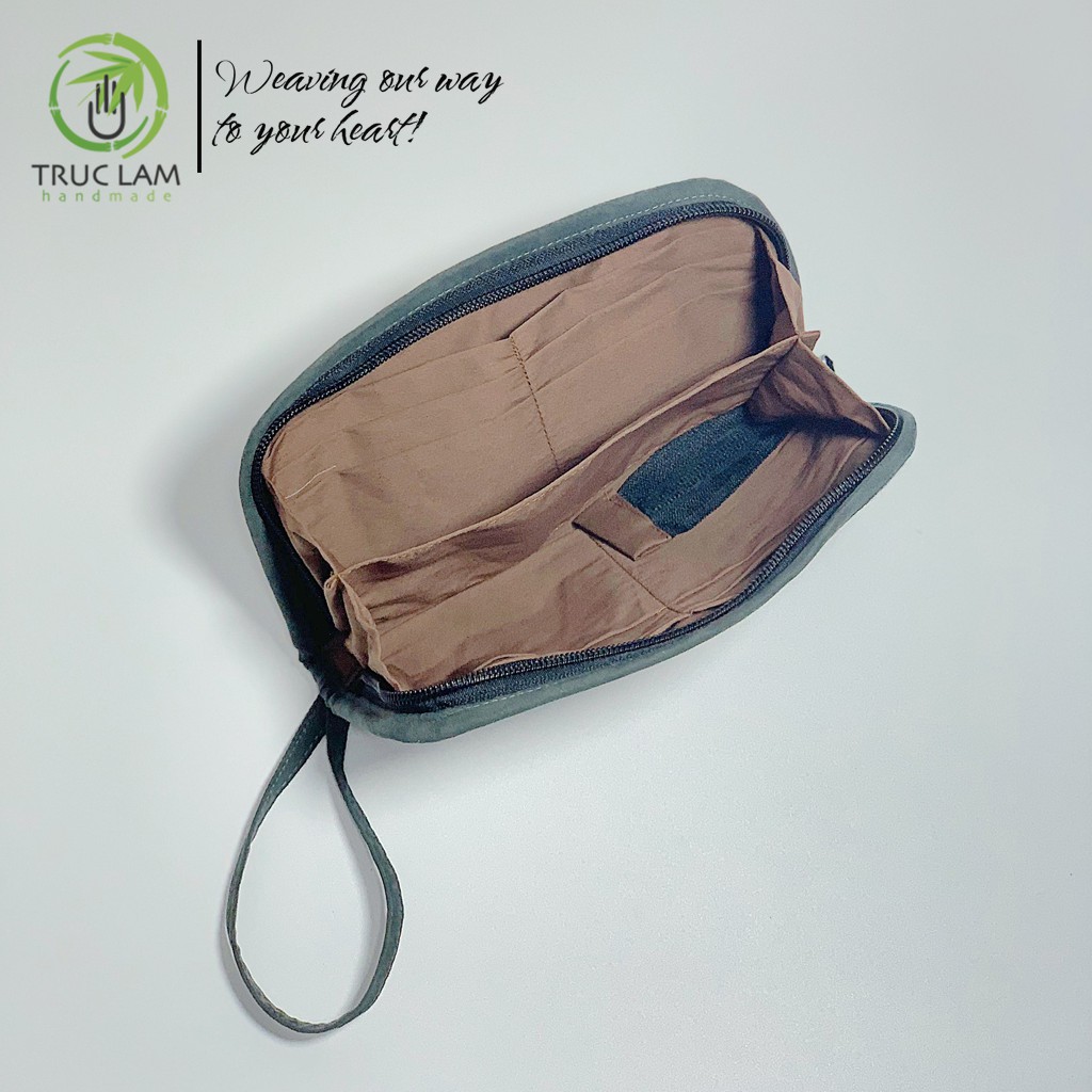 Ví Cầm Tay Nữ Vải Thổ Cẩm Họa Tiết Sáp Ong Vẽ Tay - Trúc Lâm Handmade