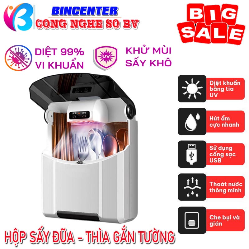 Hộp sấy đũa thìa cao cấp, Máy sấy và khử khuẩn đũa thìa bằng tia UV tránh ẩm mốc và giúp bảo vệ sức khỏe
