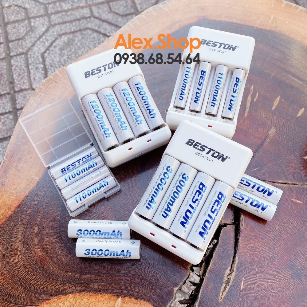 Xả LỗBộ Pin Sạc BESTON AA/AAA 3300/3000/1200/1300/1100mAh Pin Sạc Hoặc Kèm Sạc