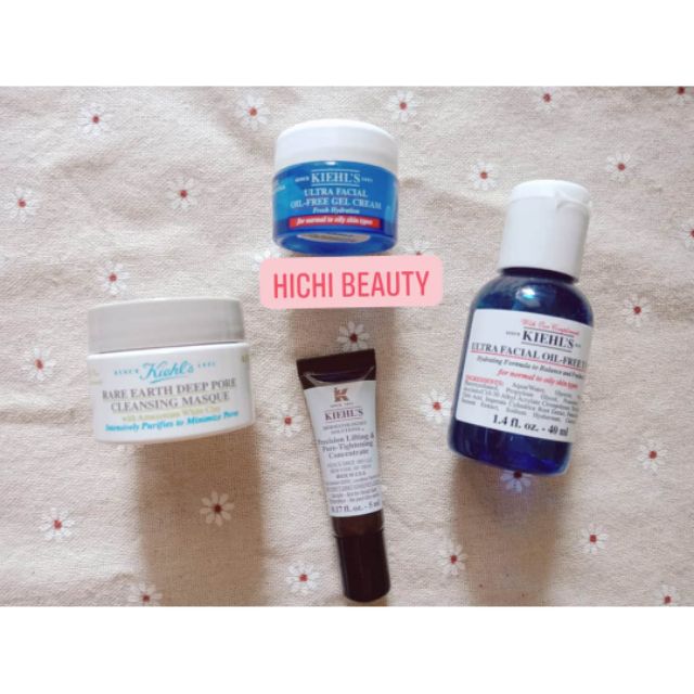 Set dưỡng cho da dầu Kiehl, toner, kem dưỡng, mask serum lỗ