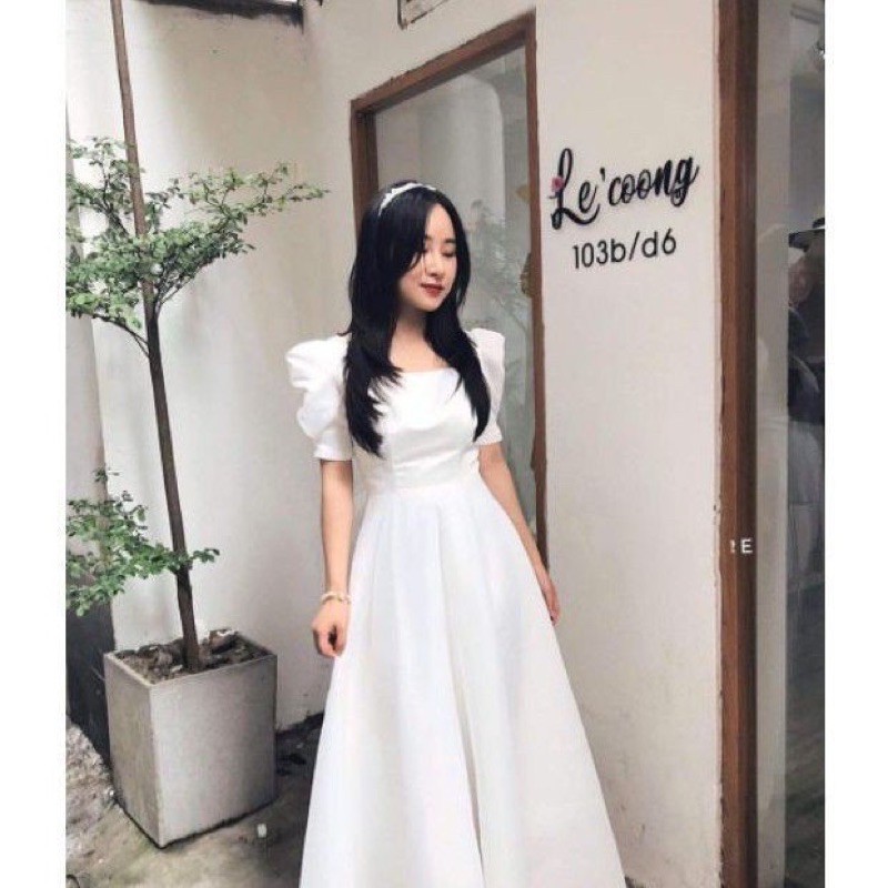 [FREESHIP - HÀNG LOẠI 1] ĐẦM DỰ TIỆC TRẮNG XOÈ NƠ LƯNG CINDY DRESS SANG TRỌNG VÁY TRẮNG | BigBuy360 - bigbuy360.vn