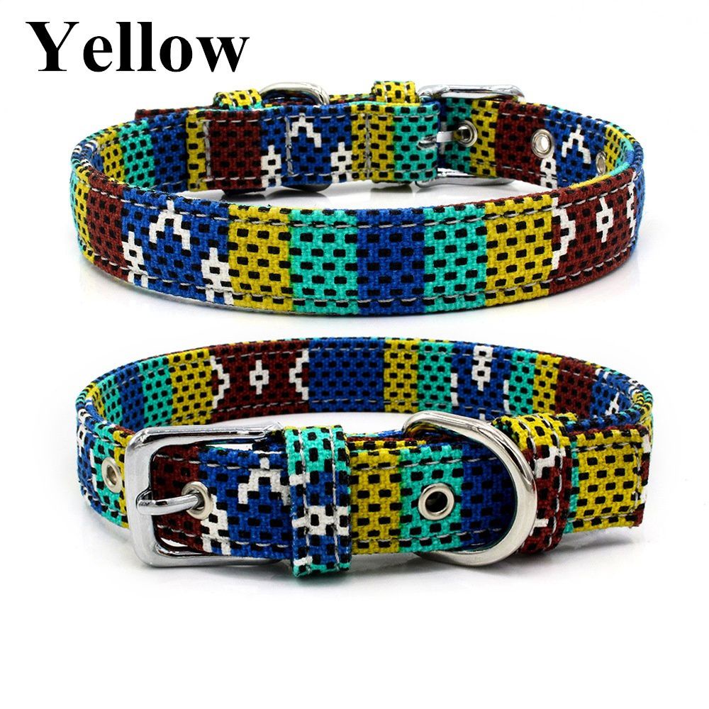 Vòng cổ vải canvas đáng yêu cho chó cưng kích thước nhỏ/trung bình/lớn bền bỉ có thể điều chỉnh nhiều màu sắc tùy chọn
