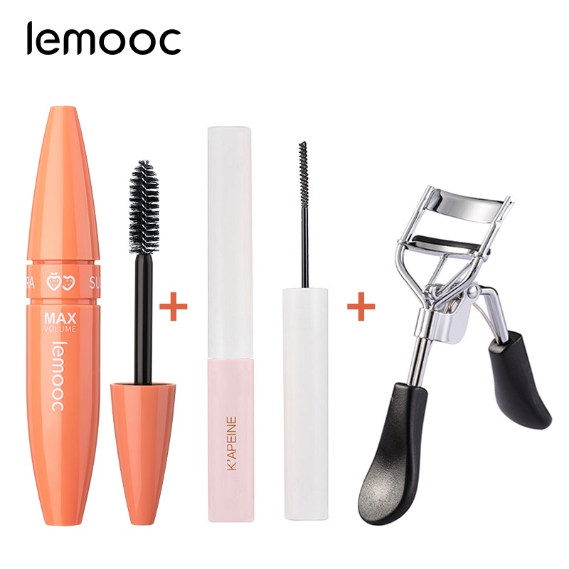 [Hàng mới về] Bộ mascara nhỏ + mascara chống thấm nước + dụng cụ uốn mi LEMOOC cho trang điểm lông mi lâu trôi