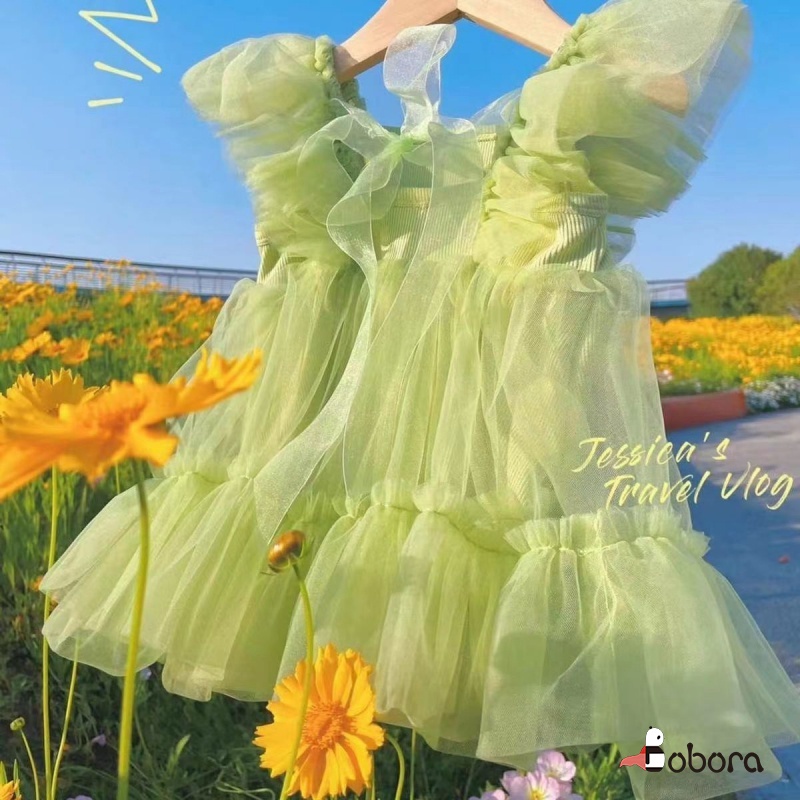 Đầm Công Chúa Không Tay Màu Trơn In Hoa Dễ Thương Cho Bé Gái