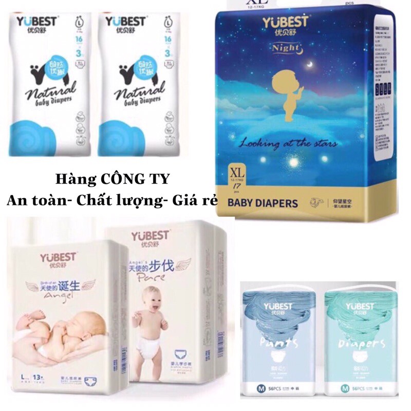 TÃ/BỈM YUBEST ANGEL/GOLD/NIGHT/NATURAL/CORE CHÍNH HÃNG ĐỦ SIZE DÁN/QUẦN S132/M108/L96/XL84/XXL72/S90/M84/L78/XL72/XXL66