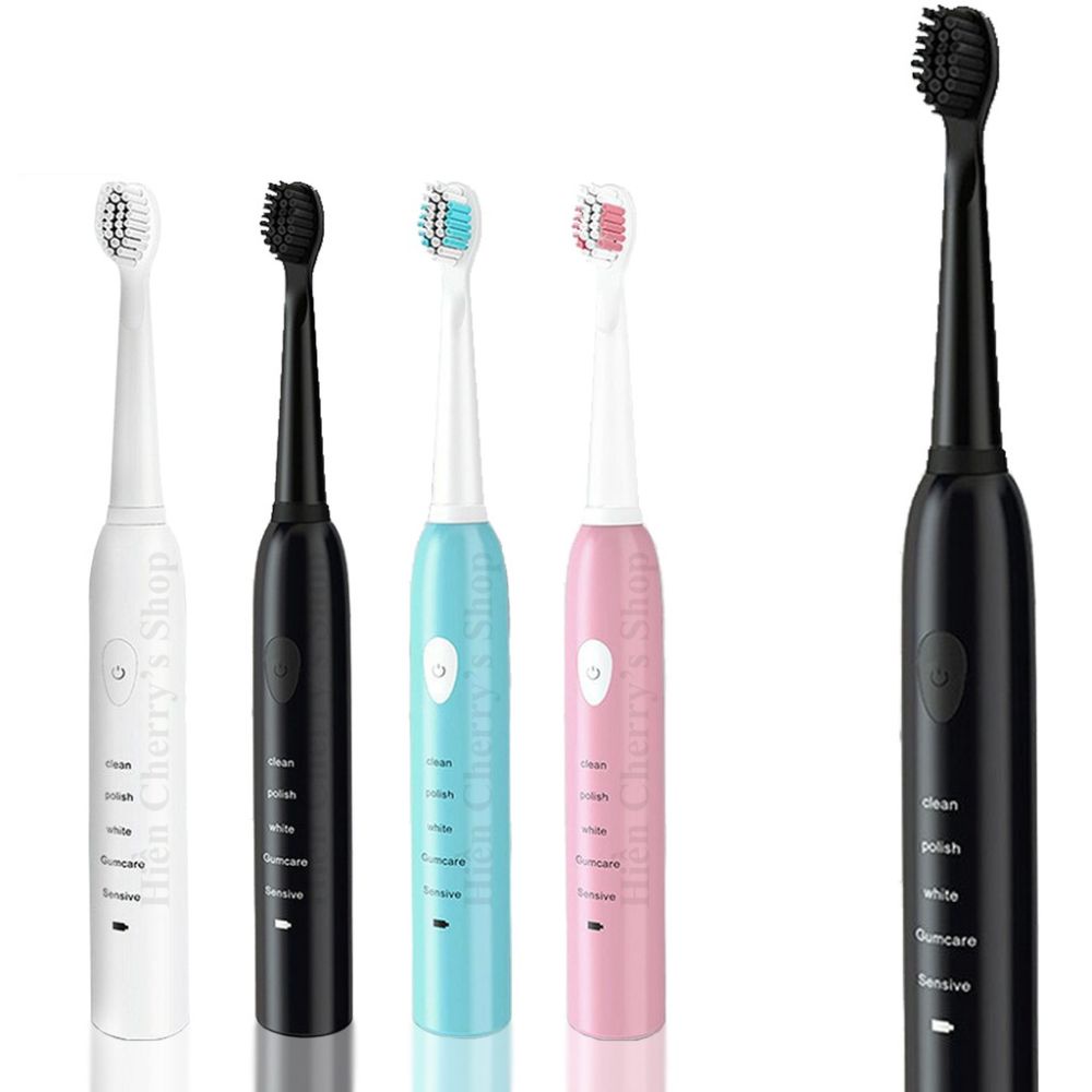 Bàn Chải Điện, Máy Vệ Sinh Chăm Sóc Răng Miệng Electric Toothbrush  5 Chế Độ Tặng Kèm 5 Đầu Thay Thế, Pin sạc tiện lợi