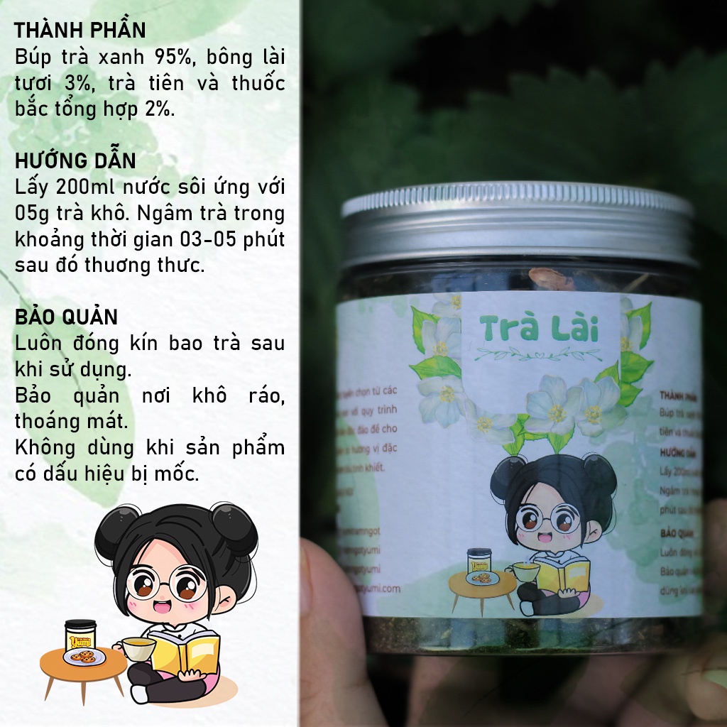 Trà lài Yumi hộp 75g, trà xanh sấy hoa lài tự nhiên