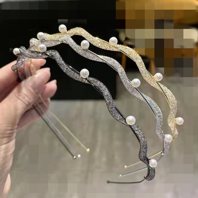 Băng Đô Đính Đá Và Ngọc Trai Nhân Tạo Xinh Xắn Dành Cho Nữ