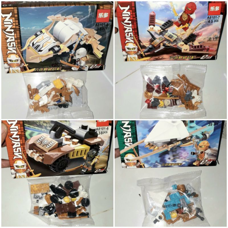 Lắp ráp 1 hộp Ninjago Cưỡi xe và máy bay A8101 có nhiều chi tiết