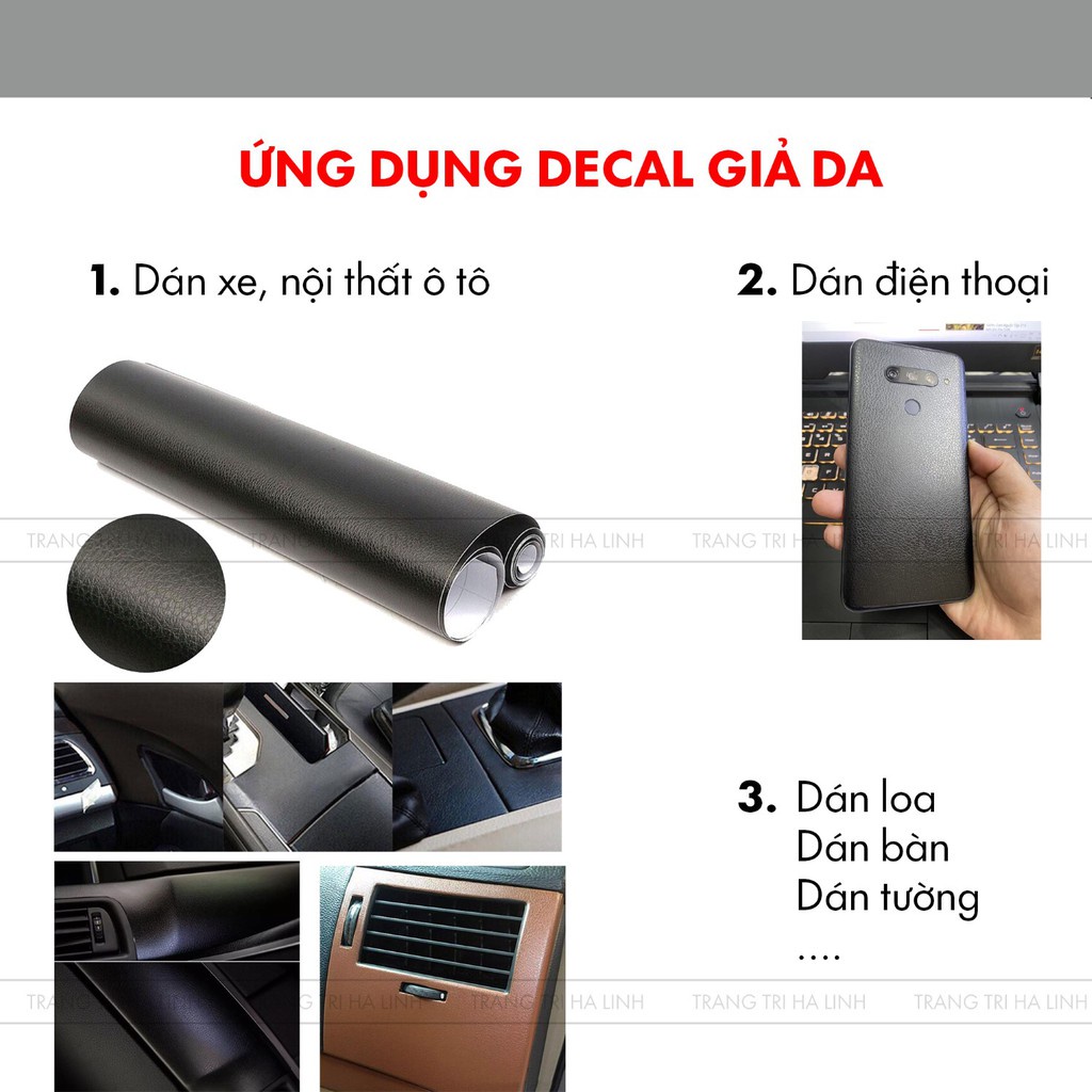 Decal giả da bò dán các nội thất ô tô xe máy laptop màu đen sang trọng khổ 1m2x0.5
