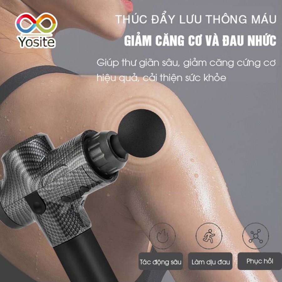 Súng massage trị liệu chính hãng Cát Á EM009 mát xa 30 chế độ rung, sử dụng liên tục 6-8h tặng kèm 6 đầu massage