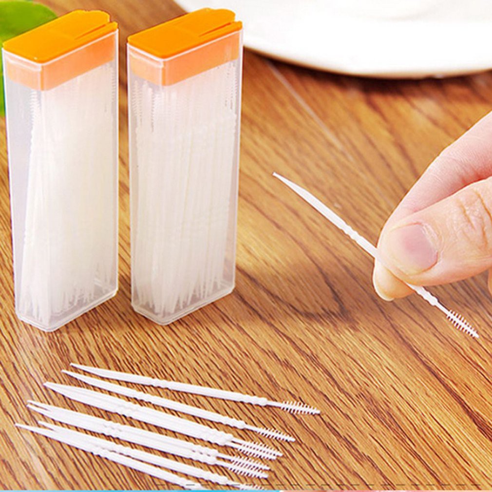 twivnignt Hộp 50 Cây Tăm Xỉa Răng Bằng Nhựa 50pcs Dental Picks Toothpick Plastic Interdental Toothpick Brush 50 PCS Hotel Dental Picks Oral Care