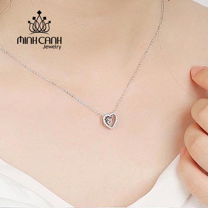 Dây Chuyền Trái Tim Đá Giữa Bạc Ý S925 - Minh Canh Jewelry
