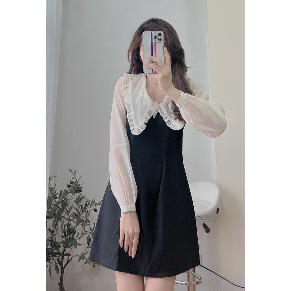 Đầm váy cổ bèo phối tay voan tiểu thư