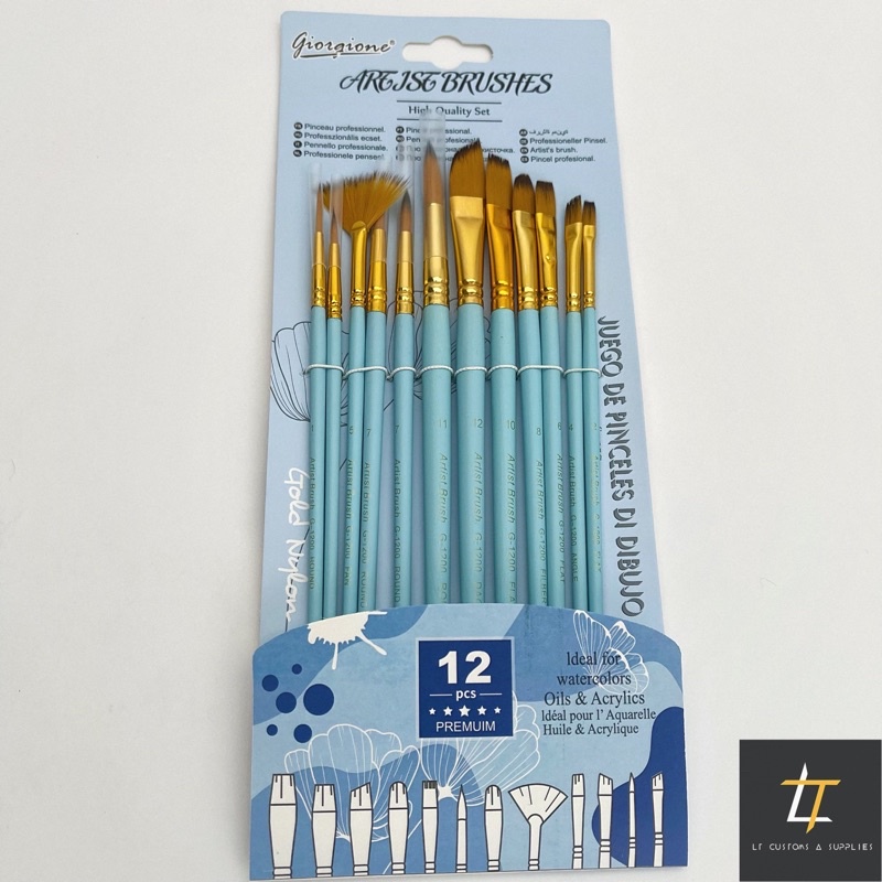 Bộ 12 Cây Cọ Vẽ Chuyên Dụng Cao Cấp Để Custom,Vẽ Tranh Sơn Dầu,Màu Nước, Màu Acrylic, Hoá Trang Chuyên Nghiệp.