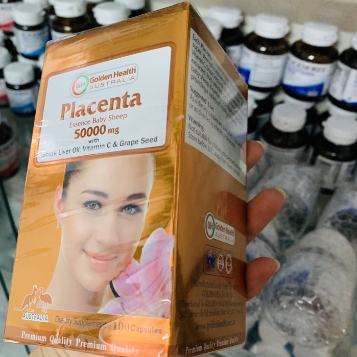 [Mã 99FMCGSALE giảm 8% đơn 500K] [ Hàng Chuẩn ÚC ] Golden Healthy Placenta 50000mg - Viên uống nhau thai cừu 100 viên