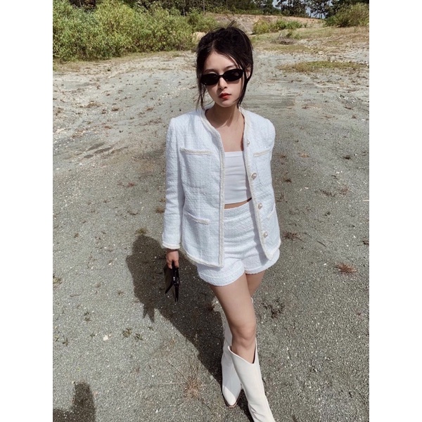 WHITELAZZ | Set áo blazer quần shorts - Daisy Tweed Set
