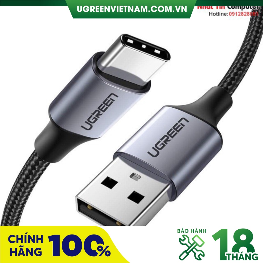 Cáp sạc nhanh USB Type C dài 1m Ugreen 60126 chính hãng