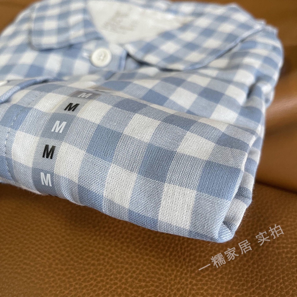 Bộ đồ ngủ vải Cotton họa tiết sọc caro phong cách cổ điển