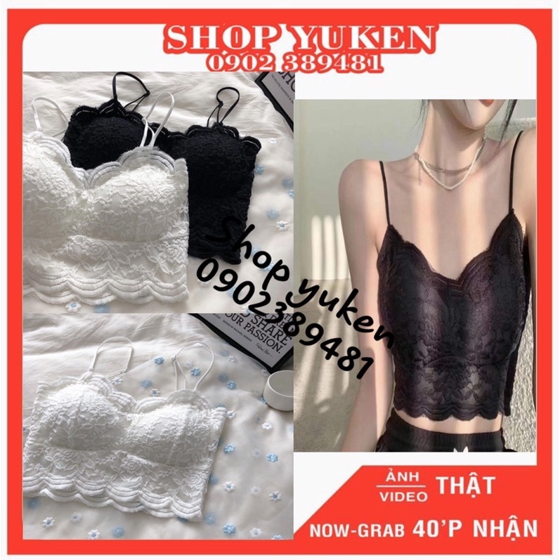 Áo bra ren croptop. Áo Lót Ren nữ Không Gọng có mút nâng ngực