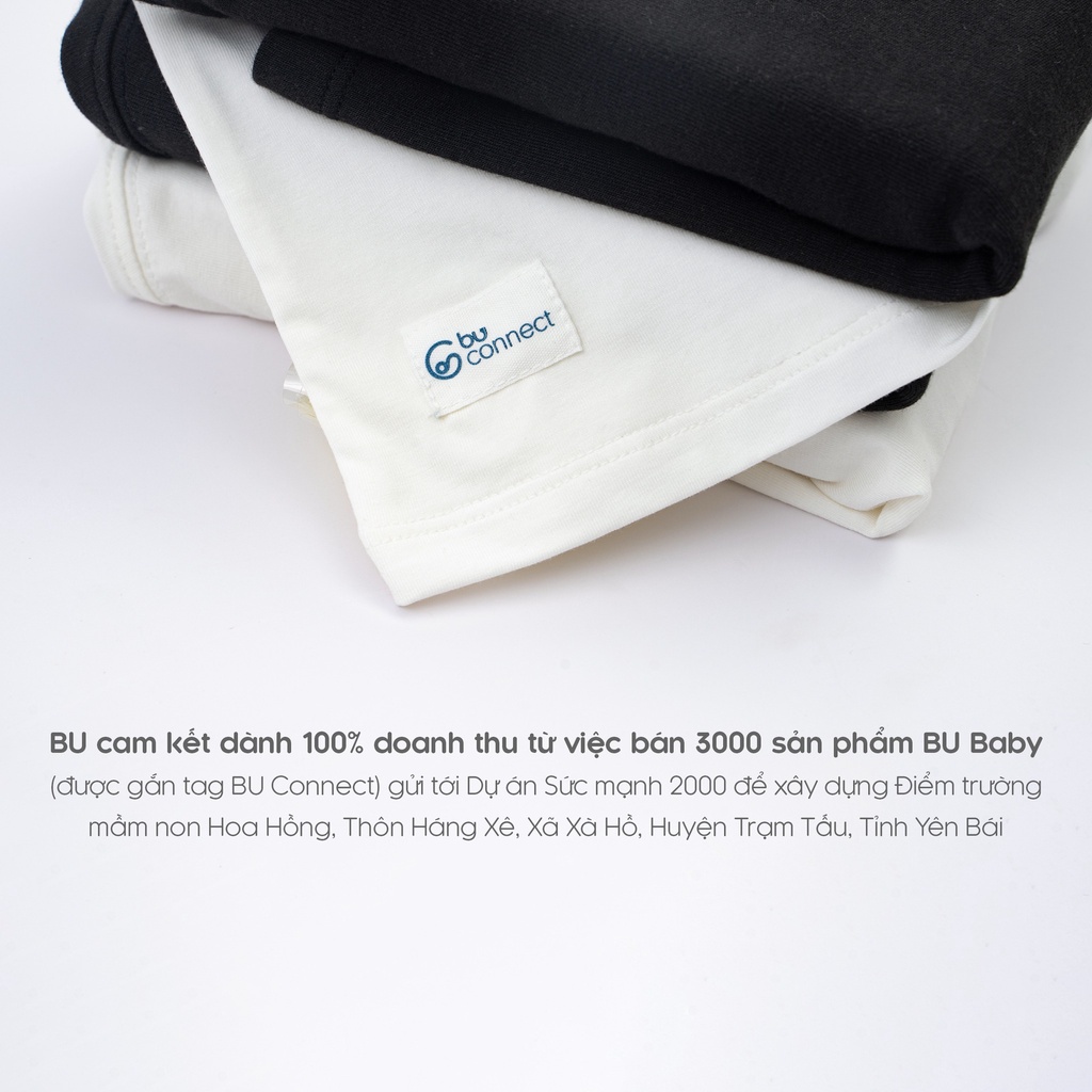 Bu baby] Áo cộc, quần cộc Bubaby Black and White cho bé trai bé gái