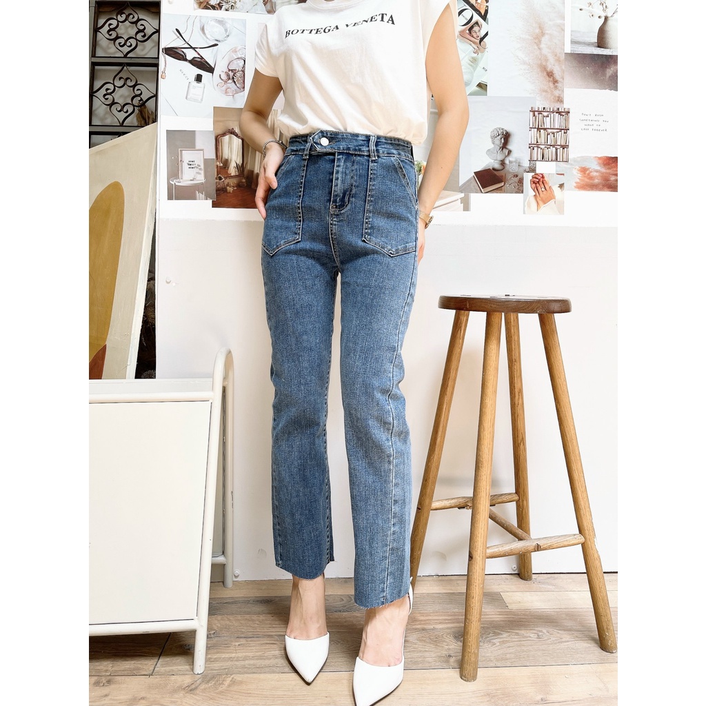 Ảnh Thật - Quần Jean nữ cạp cao túi ốp HOT nhất 2021
