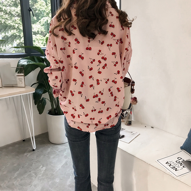 Thời Trang Nữ Áo,Phiên bản Hàn Quốc của cherry đẹp áo in,kích thước M-4XL,Polyester 【lyfs】