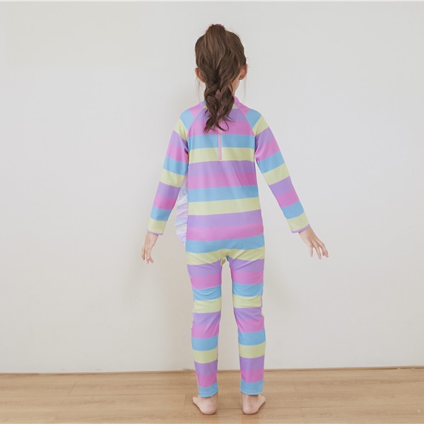Đồ bơi trẻ em , đồ bơi bé gái | liền thân dài full body chống nắng bao gồm nón bơi họa tiết kỳ lân size cho bé đến 30kg