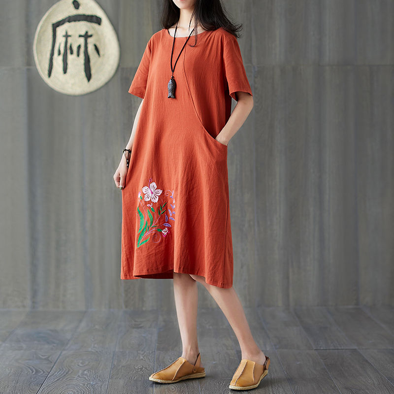 Đầm chữ A thêu hoa tiết phong cách Hàn Quốc thời trang cho nữ