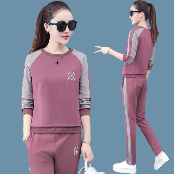 Bộ trang phục thể thao dài tay thêu họa tiết thời trang xuân thu 2020 phong cách Hàn Quốc cho nữ