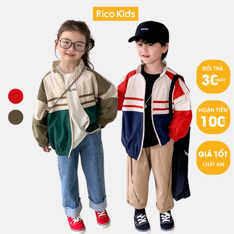 Áo khoác gió trẻ em bé trai, bé gái từ 13-29kg cho mùa thu đông phong cách Hàn chính hãng Ambb Kids mã S071