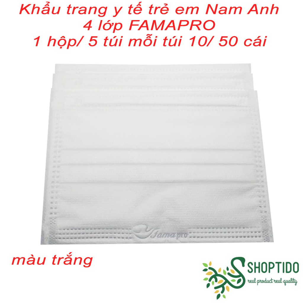 Hộp 50 cái khẩu trang y tế 4 lớp, kháng khuẩn, Nam Anh, Đủ loại Đủ Màu cho Trẻ Em NCC Mr Dũng - lesidung