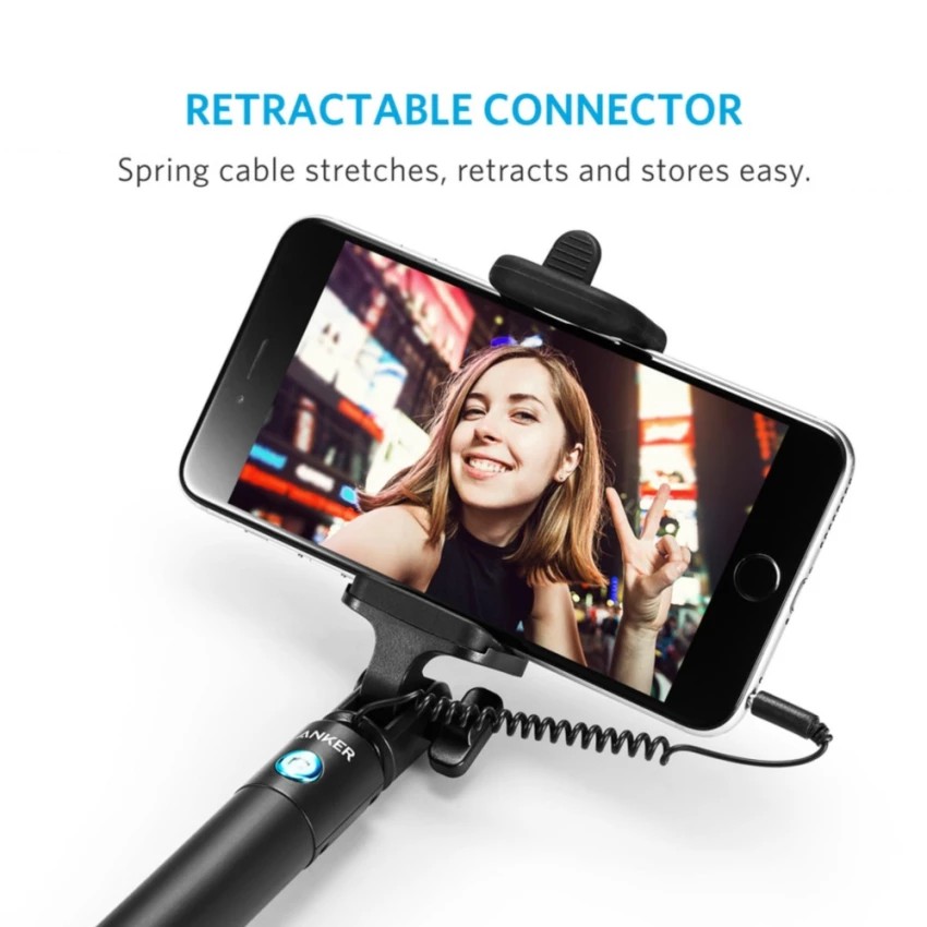 [Freeship toàn quốc từ 50k] Gậy chụp hình ANKER Selfie Stick Wired Monopod (Đen)