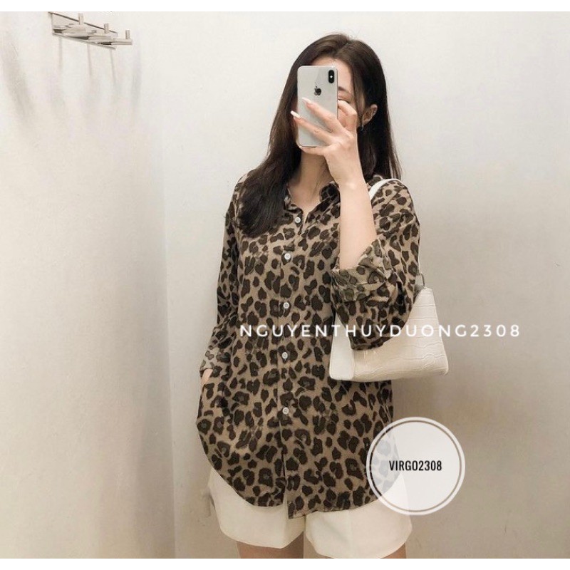 [Ảnh thật/Sẵn]Áo sơmi voan da báo hot trend/Áo sơmi đuôi tôm | BigBuy360 - bigbuy360.vn