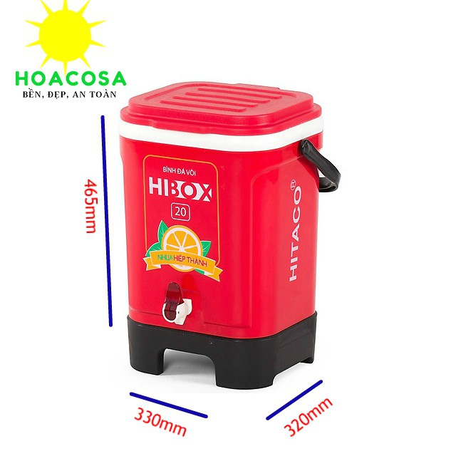 Thùng đá 20 Lít (20L) có vòi Hibox PU Foam cao cấp, giữ lạnh lâu- Đồ gia dụng Hoacosa.