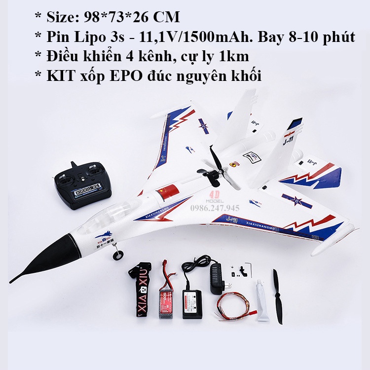 Máy Bay Điều Khiển 4 Kênh J-11B. KIT EPO đúc. Có mạch cân bằng. Size 98*73*26cm. Hàng Fullbox đầy đủ phụ kiện