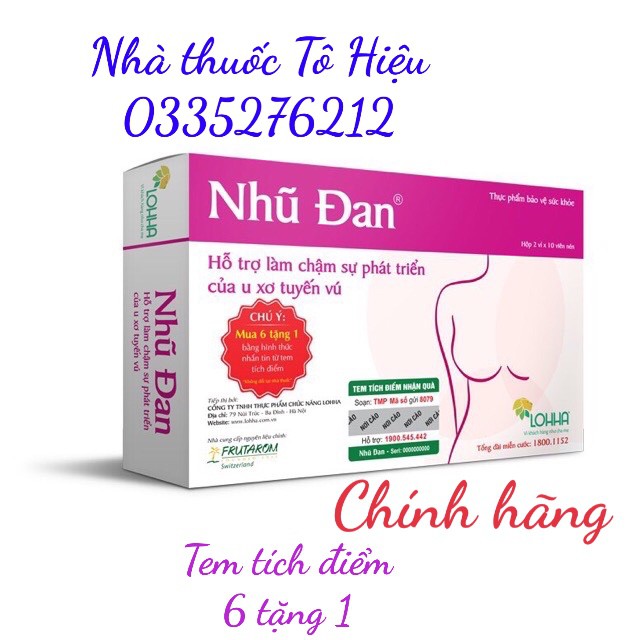 Nhũ Đan (Chính hãng, tem tích điểm 6 tặng 1) - Hỗ trợ làm chậm sự phát triển của u xơ tuyến vú (Hộp 20 Viên)