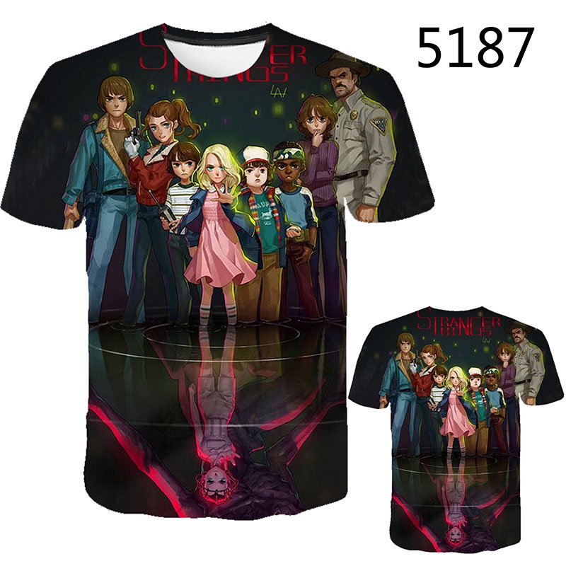 Câu chuyện kỳ ​​lạ Trẻ em Áo phông Phim hoạt hình Anime Trò chơi Con trai Con gái Phổ quát Tay ngắn Hàng đầu 2022 Mùa hè Quần áo trẻ em giản dị