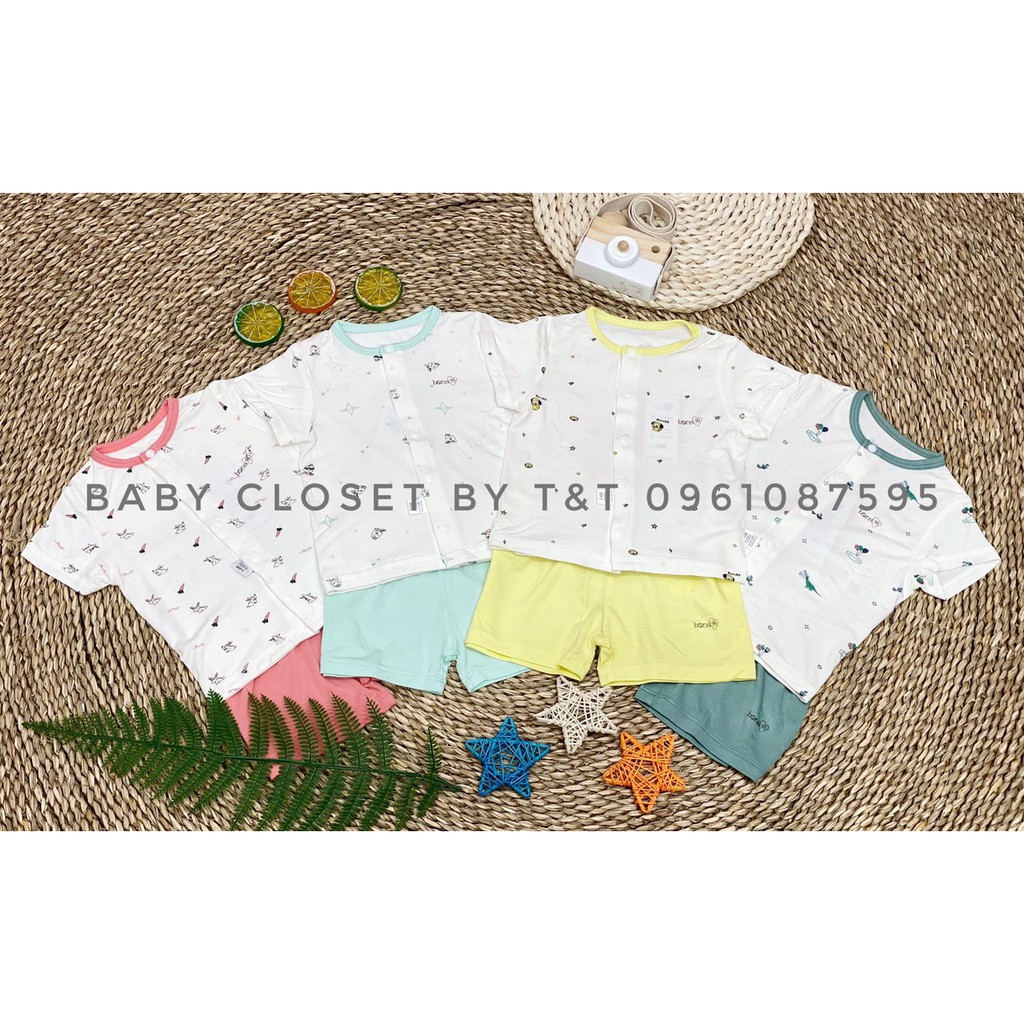 Bộ áo cộc tay quần đùi khuy giữa sợi tre Bons99 2020