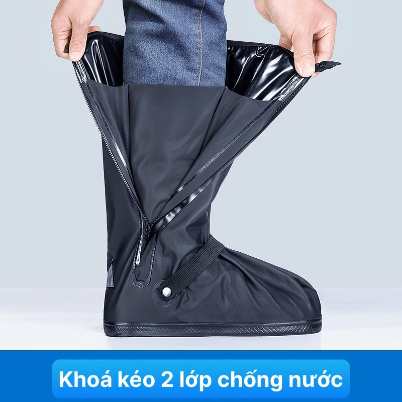 Ủng Đi Mưa-Bọc Giày Đi Mưa Cổ Cao Với Chất Liệu Nhựa PVC 2 Lớp - Hàng Cao Cấp