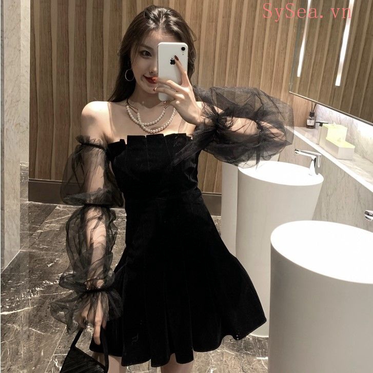 Đầm Nữ Tay Lỡ Cổ Tròn Xếp Ly Thời Trang Hàn