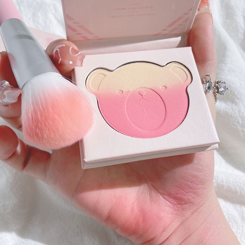 Bảng Phấn Má Hồng Màu Lì Và Màu Trắng Tự Nhiên Hình Gấu Douyin Dễ Thương