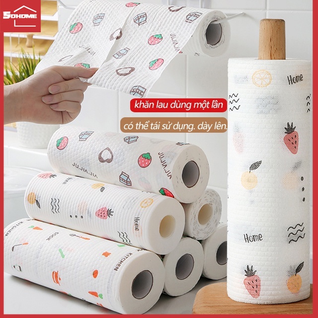 💓NEW Khăn giấy lau bếp đa năng Đa Năng Trắng Họa Tiết, có thể giặt tái sử dụng